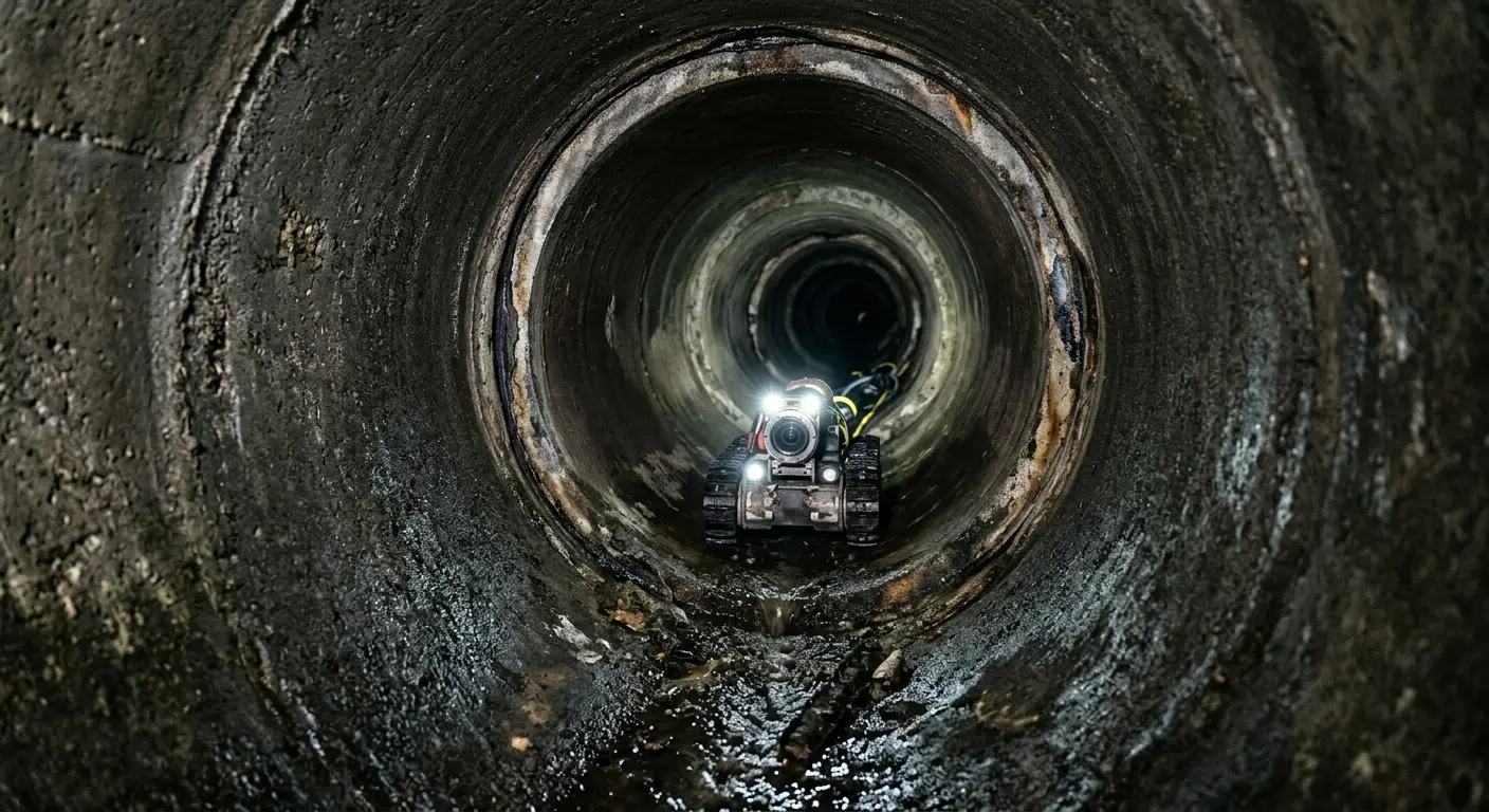Robotic sewer camera inspecting pipe interior for Sewer Line Cleaning in Eloy